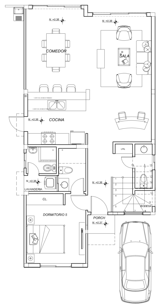 Plano de planta baja del modelo Cordia
