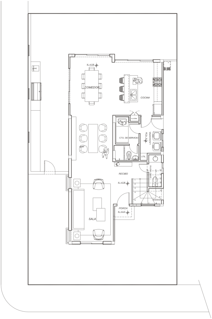 Plano de planta baja del modelo Ébora