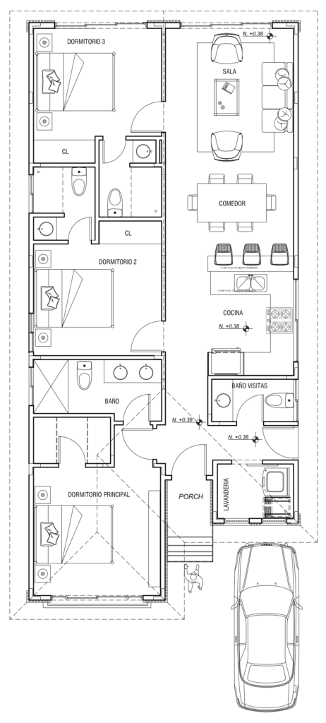 Plano de planta baja del modelo Magnolia