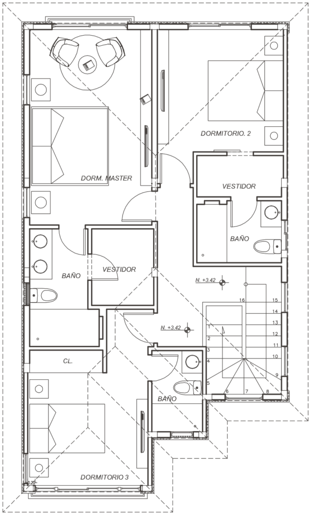 Plano de 1er piso alto del modelo Mauria