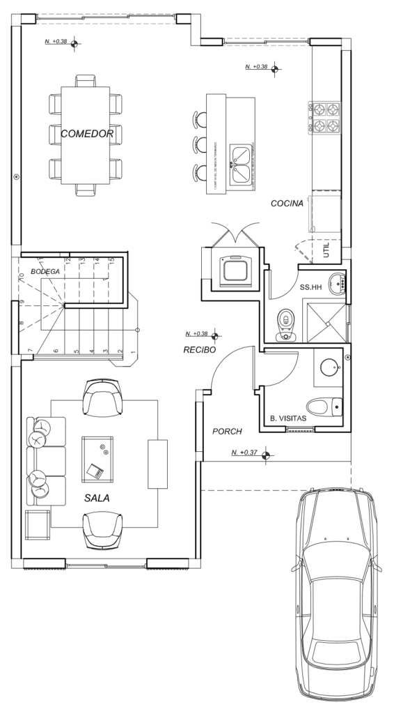 Plano de planta baja del modelo Sauce